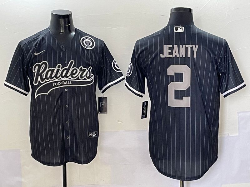 Men 2025 Oakland Raiders #2 Jeanty Black Stripe Joint Name Nike Limited NFL Jersey style 7